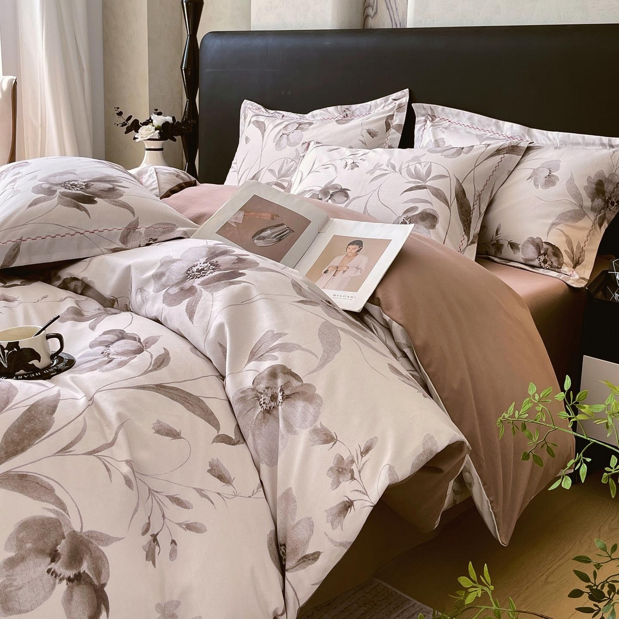 91家纺网 家纺一手货源 找家纺 麦田家纺 2025新款疆大白全棉纯棉加厚生态磨毛四件套 知茵-咖