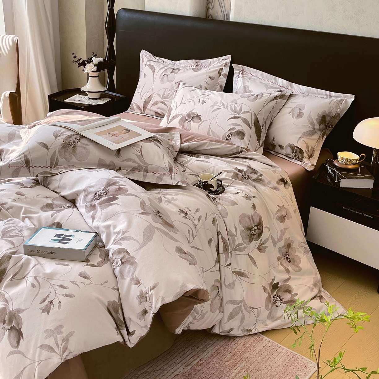 91家纺网 家纺一手货源 找家纺 麦田家纺 2025新款疆大白全棉纯棉加厚生态磨毛四件套 知茵-咖