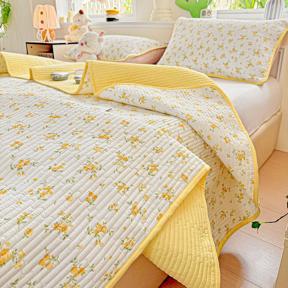 恒尚居 2025新款双层纱床盖床盖单品单床盖云感夹棉床单床垫软床垫-四季款【系列一】 【春日繁花】双层纱