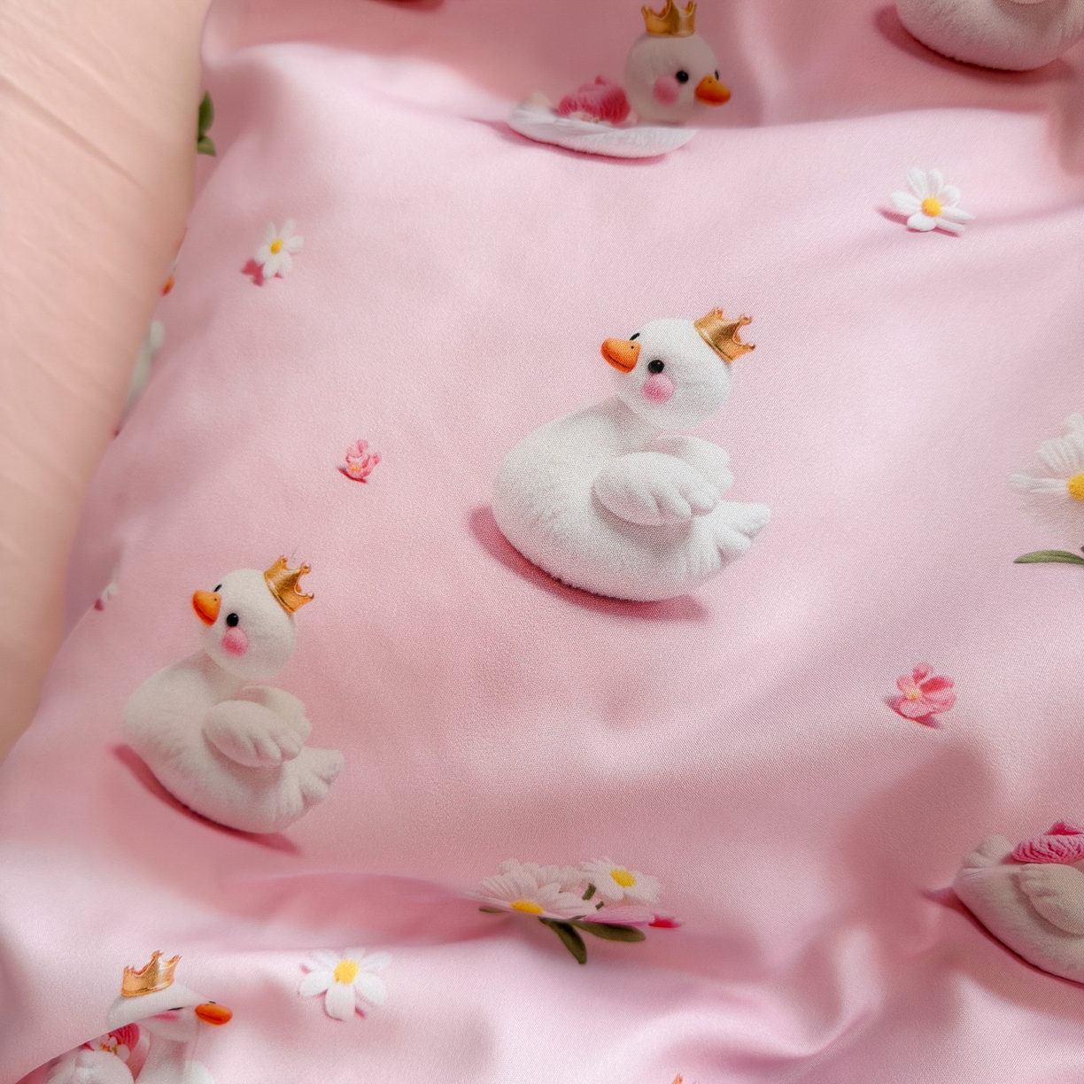 91家纺网 家纺一手货源 找家纺 优卡迪家纺馆 2025新款110克5D数码印花四件套 白天鹅