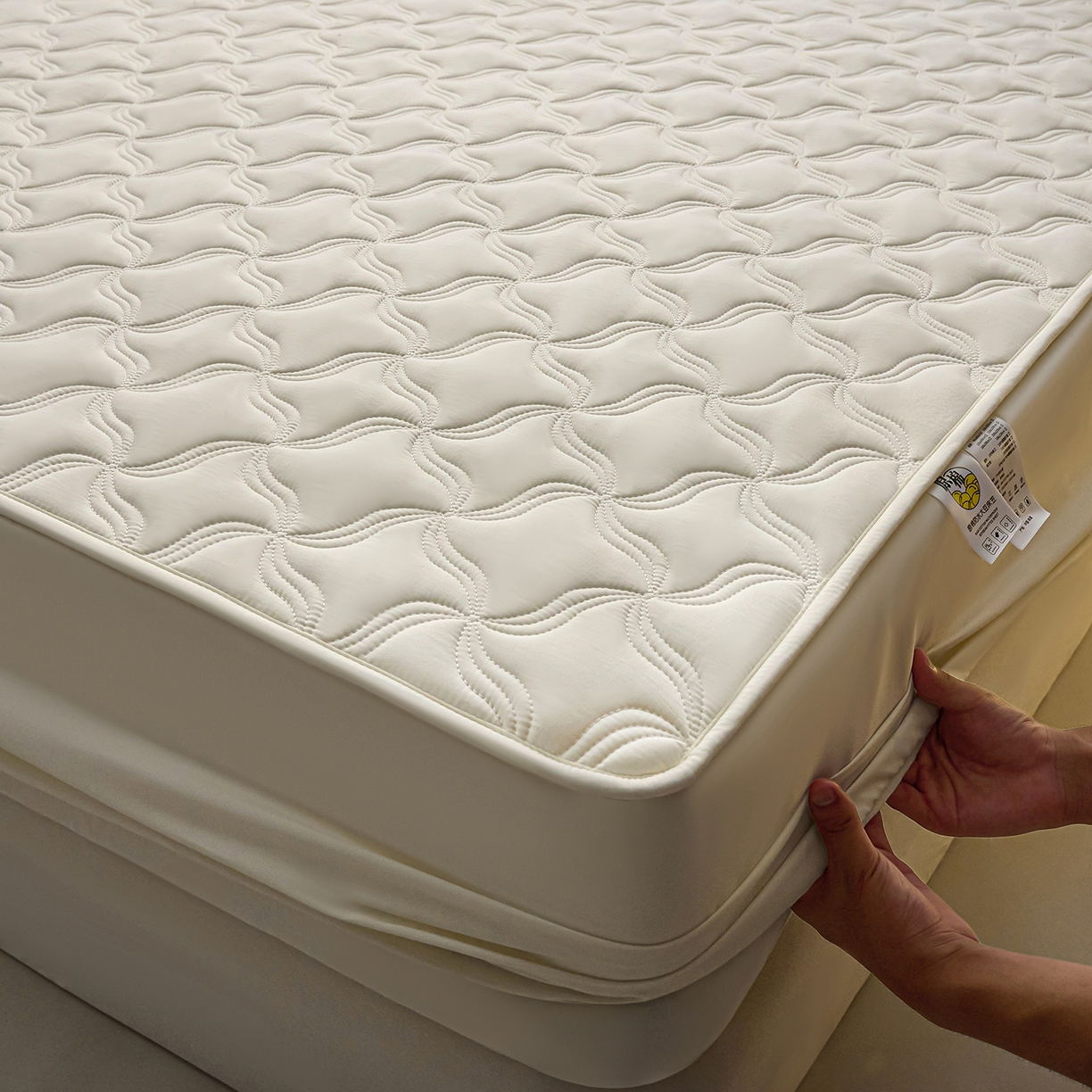 91家纺网 家纺一手货源 找家纺 （总）X猫先生 2025新款A类原棉大豆防水床笠隔尿夹棉床笠床垫保护罩外贸跨境