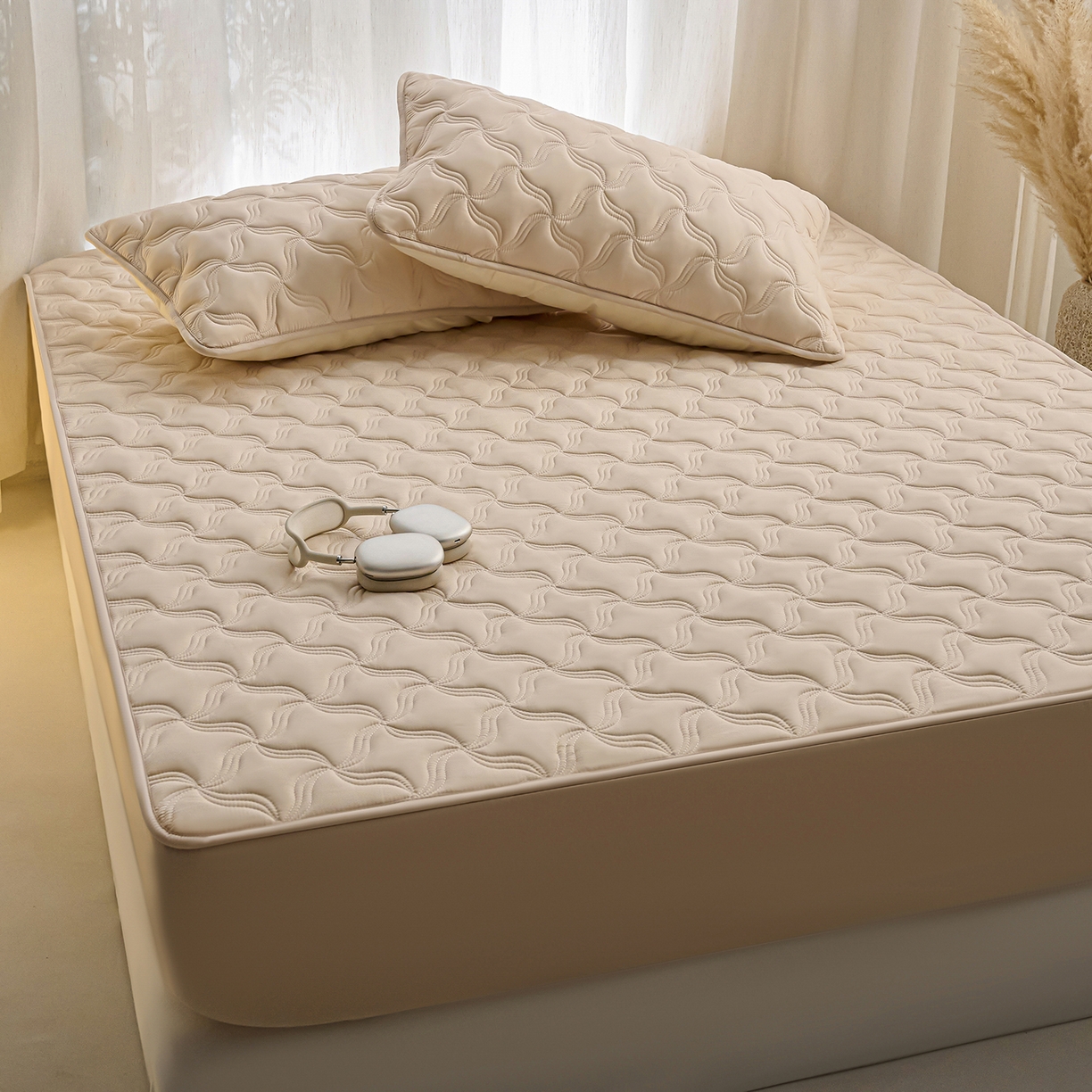 91家纺网 家纺一手货源 找家纺 （总）X猫先生 2025新款A类原棉大豆防水床笠隔尿夹棉床笠床垫保护罩外贸跨境