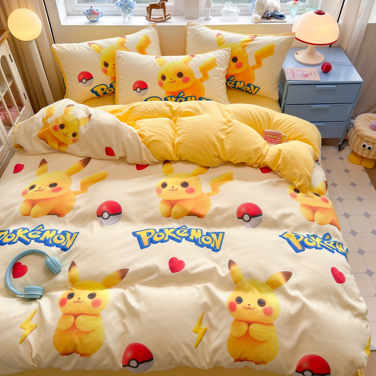 91家纺网 家纺一手货源 找家纺 优卡迪家纺馆 2025新款110克5D数码印花四件套 调皮宝贝