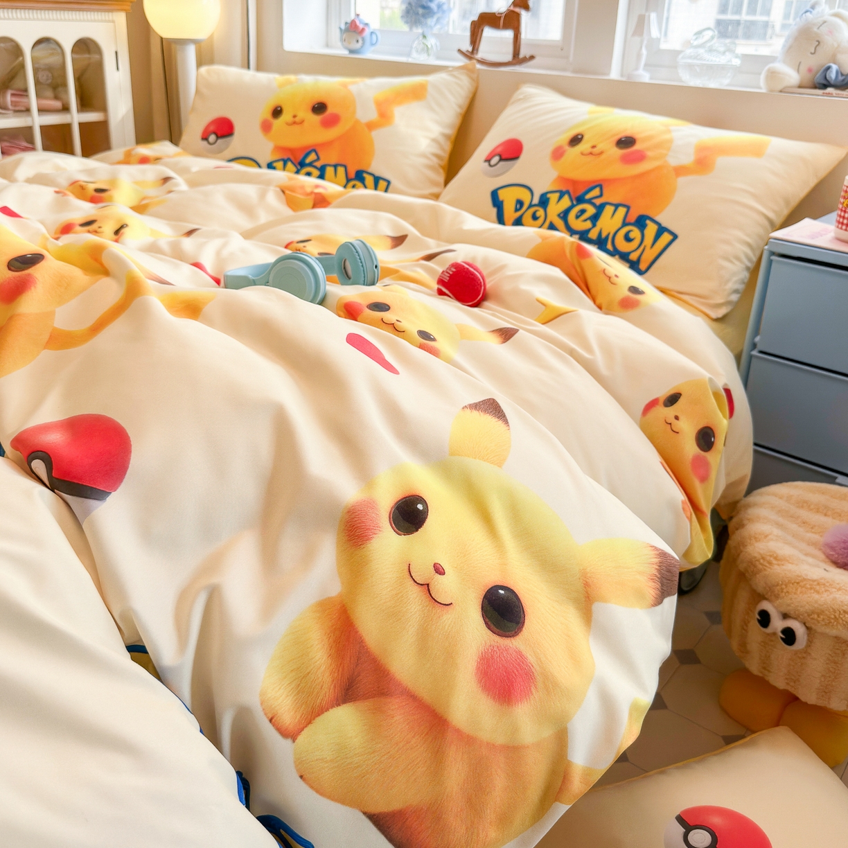 91家纺网 家纺一手货源 找家纺 优卡迪家纺馆 2025新款110克5D数码印花四件套 调皮宝贝