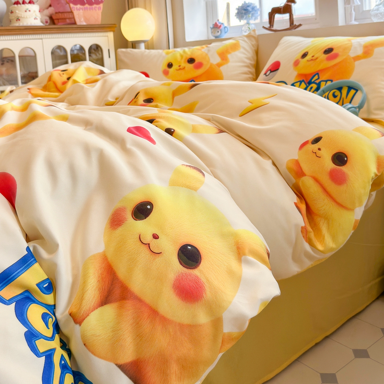 91家纺网 家纺一手货源 找家纺 优卡迪家纺馆 2025新款110克5D数码印花四件套 调皮宝贝