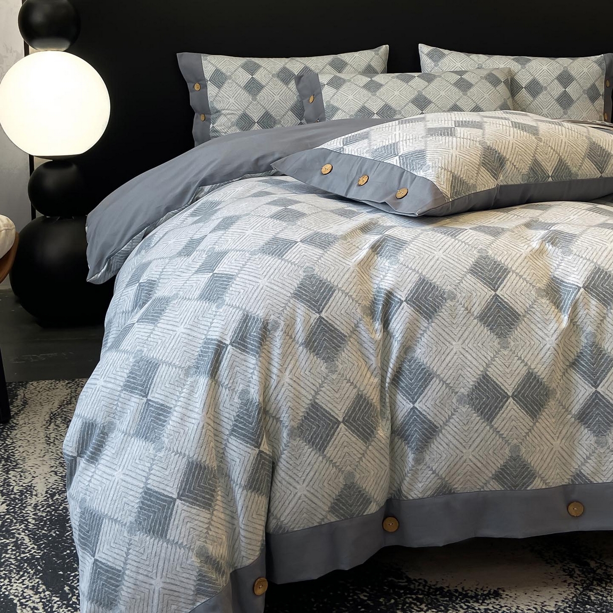 91家纺网 家纺一手货源 找家纺 （总）麦田家纺 2025新款全棉纯棉轻奢加厚磨毛纽扣款四件套