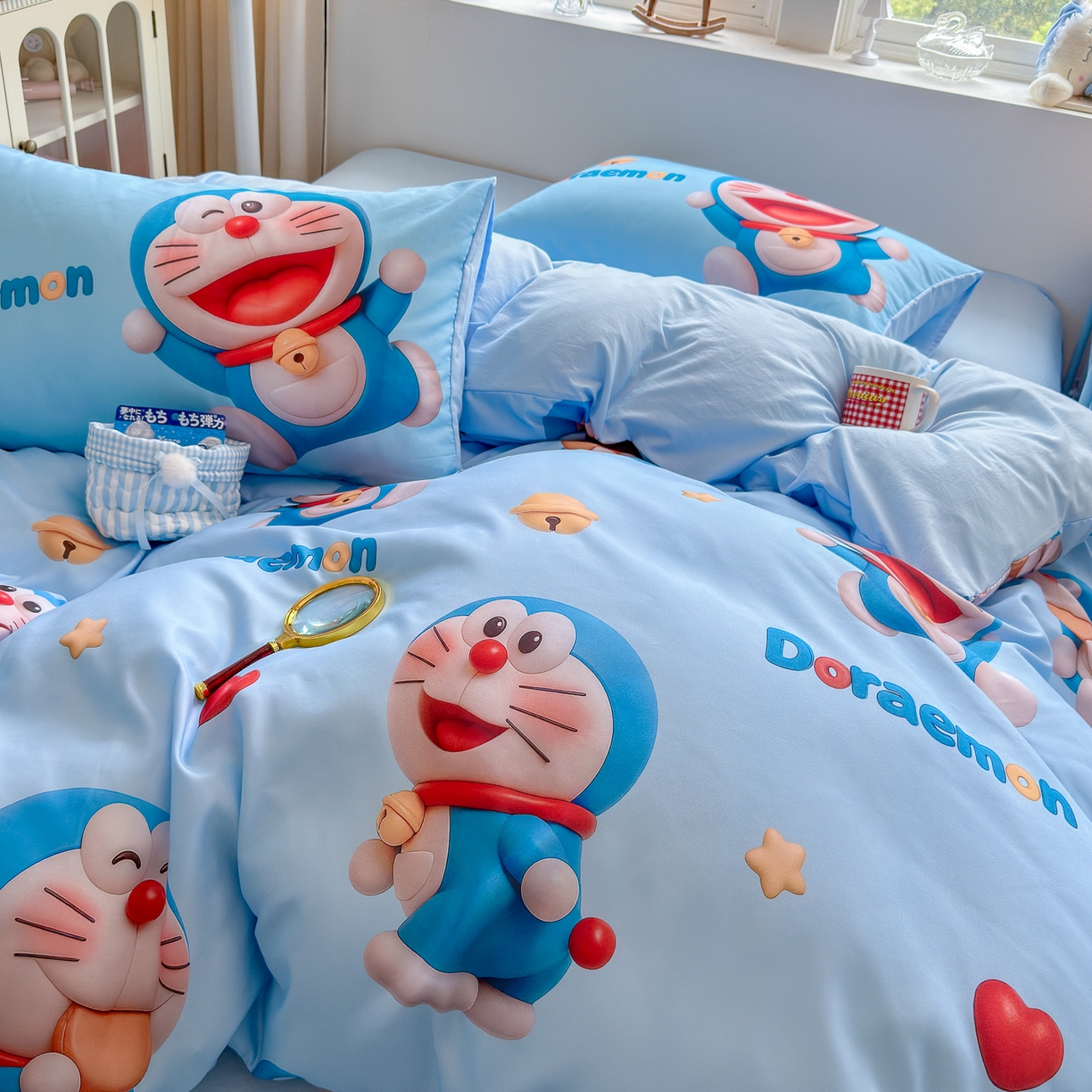 91家纺网 家纺一手货源 找家纺 优卡迪家纺馆 2025新款110克5D数码印花四件套 开心蓝猫