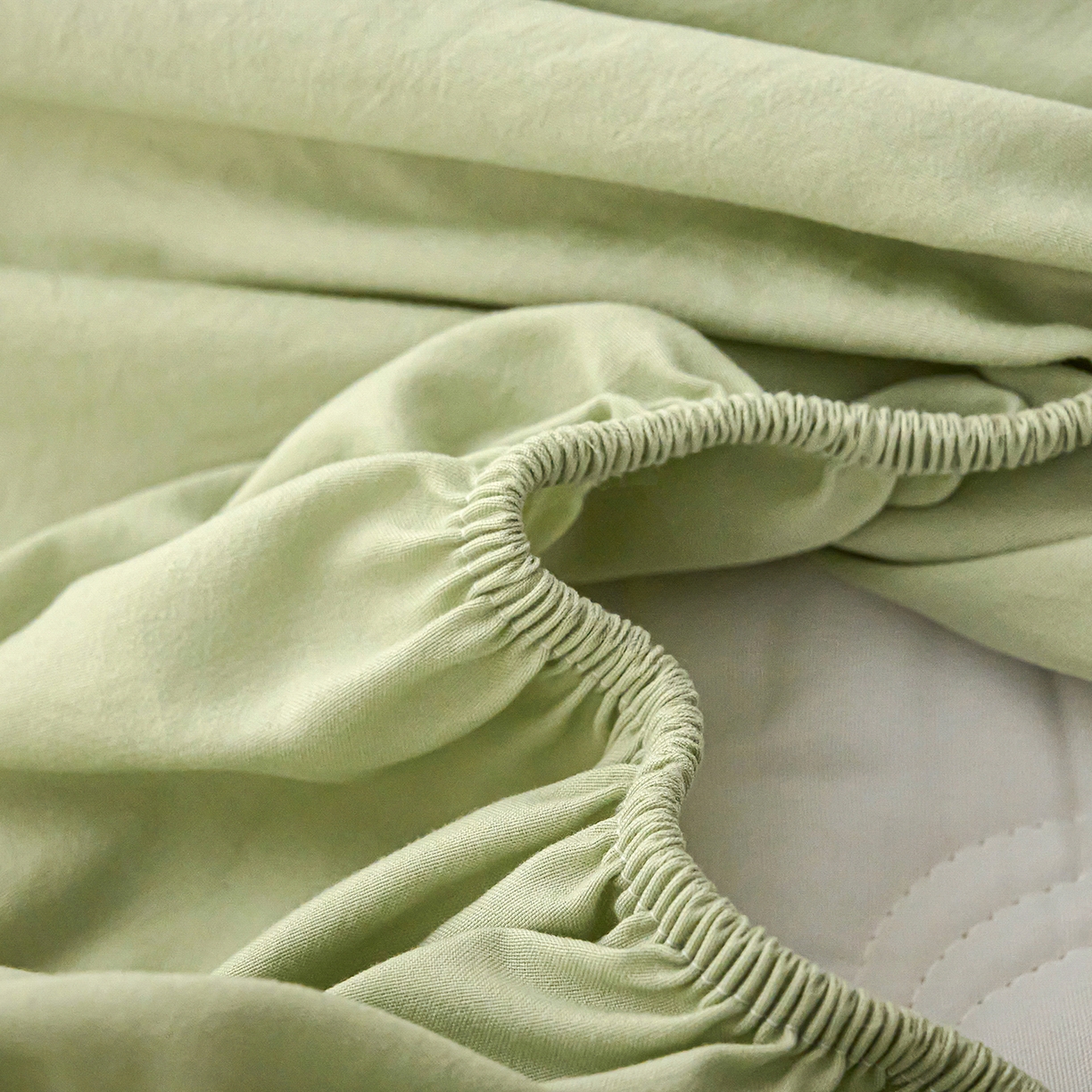 91家纺网 家纺一手货源 找家纺 X猫先生 2025新款A类原棉大豆防水床笠隔尿夹棉床笠床垫保护罩外贸跨境 爱恋-草绿