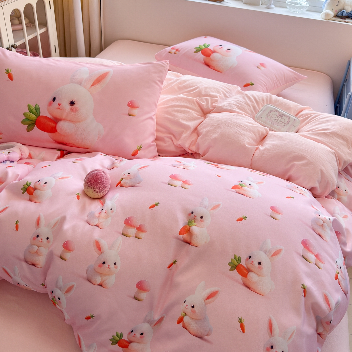 91家纺网 家纺一手货源 找家纺 优卡迪家纺馆 2025新款110克5D数码印花四件套 萝卜小兔