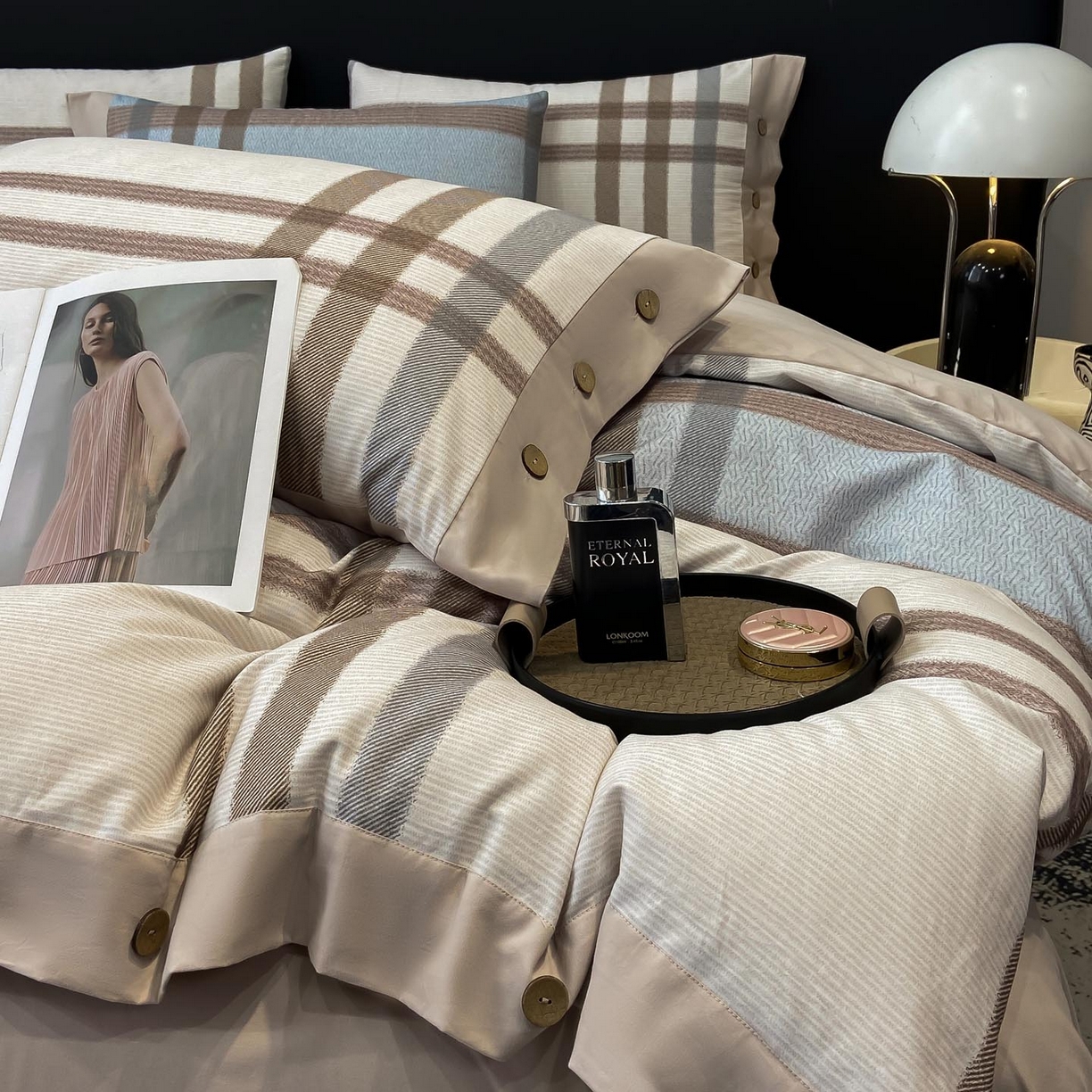 91家纺网 家纺一手货源 找家纺 （总）麦田家纺 2025新款全棉纯棉轻奢加厚磨毛纽扣款四件套