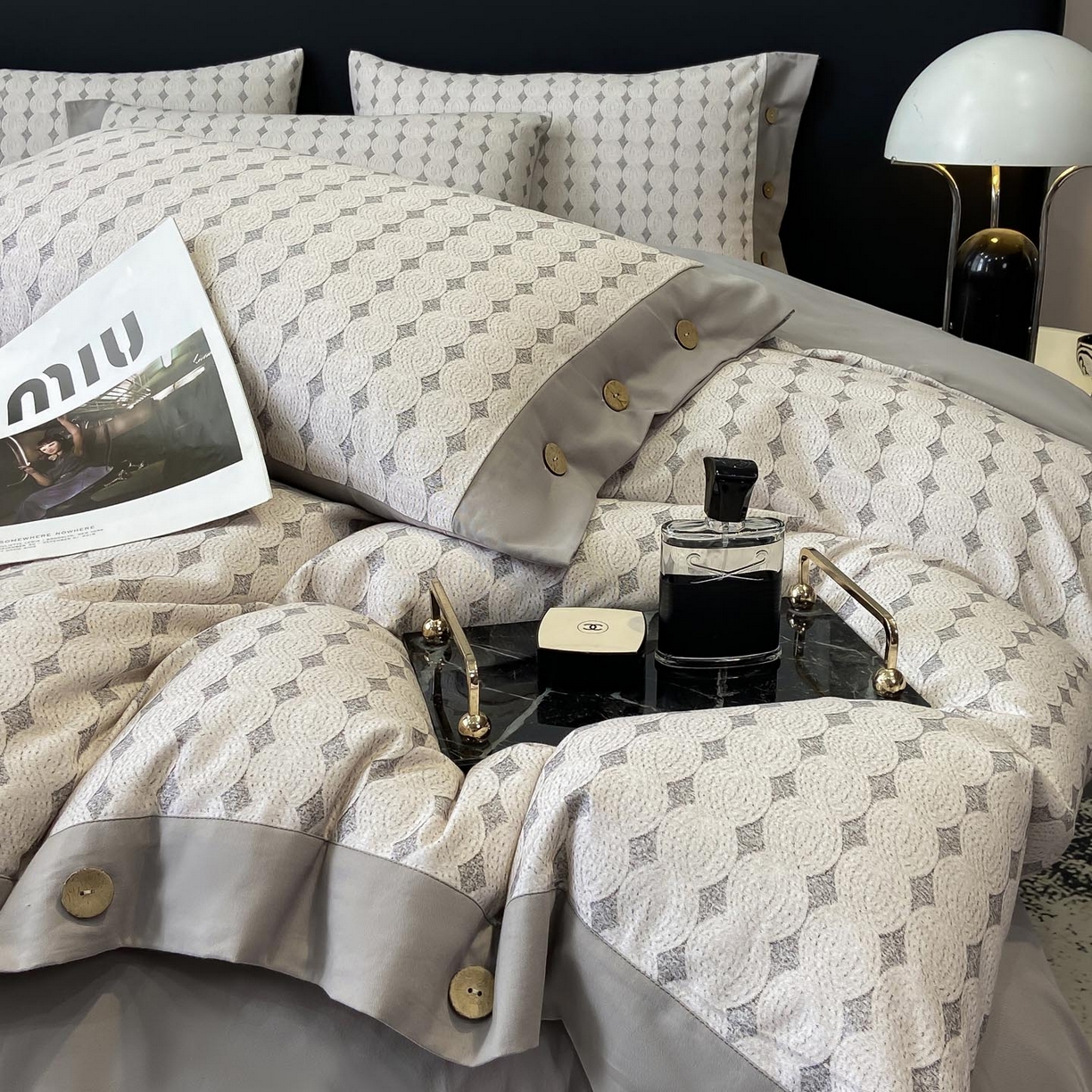 91家纺网 家纺一手货源 找家纺 （总）麦田家纺 2025新款全棉纯棉轻奢加厚磨毛纽扣款四件套