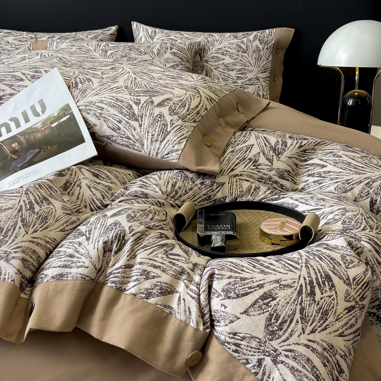 91家纺网 家纺一手货源 找家纺 （总）麦田家纺 2025新款全棉纯棉轻奢加厚磨毛纽扣款四件套