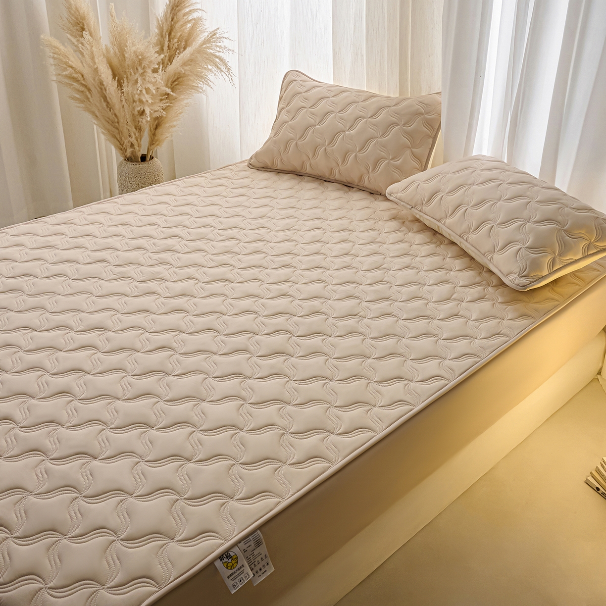 91家纺网 家纺一手货源 找家纺 X猫先生 2025新款A类原棉大豆防水床笠隔尿夹棉床笠床垫保护罩外贸跨境 爱恋-卡其