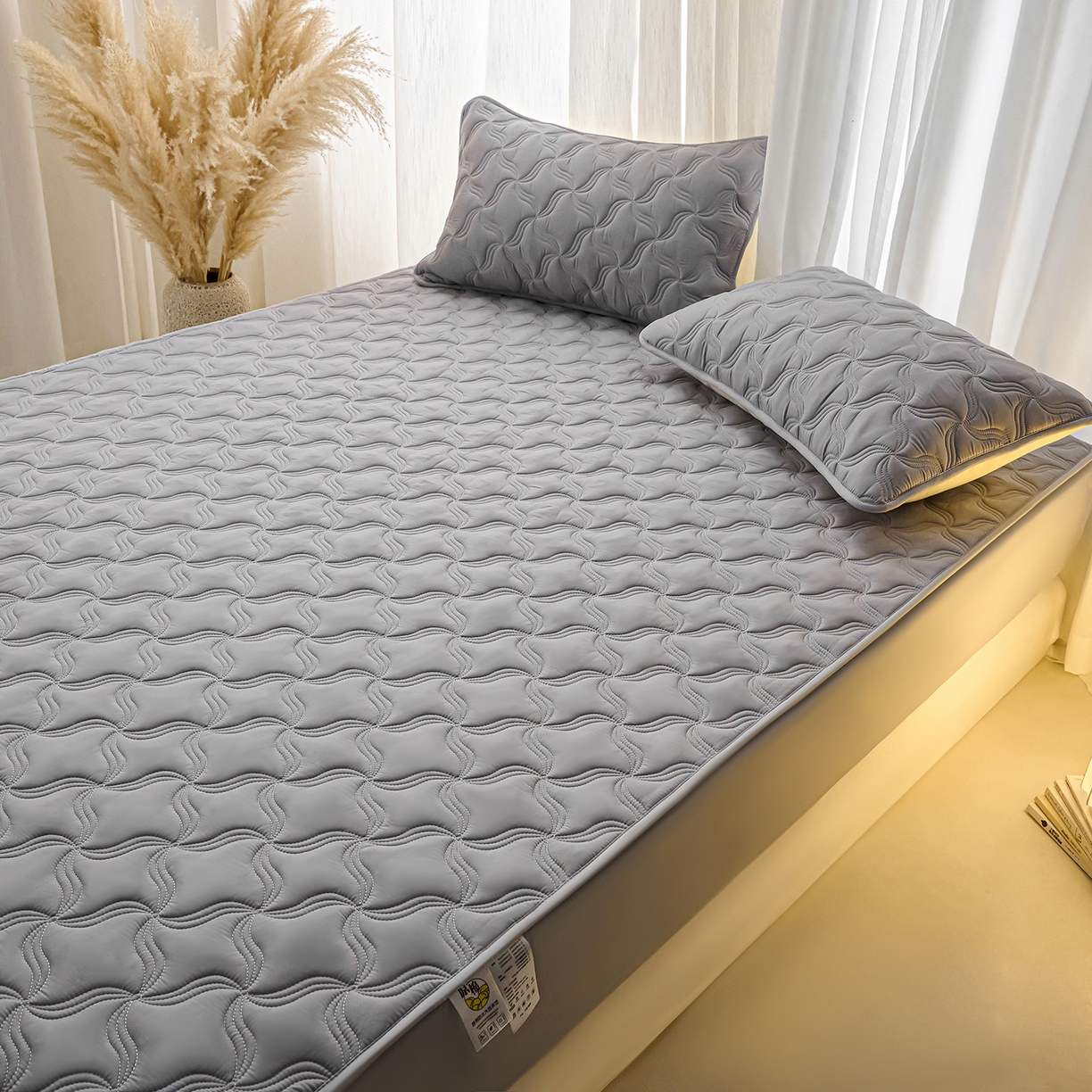 91家纺网 家纺一手货源 找家纺 X猫先生 2025新款A类原棉大豆防水床笠隔尿夹棉床笠床垫保护罩外贸跨境 爱恋-星空灰