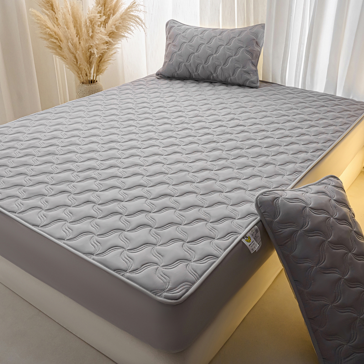 91家纺网 家纺一手货源 找家纺 X猫先生 2025新款A类原棉大豆防水床笠隔尿夹棉床笠床垫保护罩外贸跨境 爱恋-星空灰