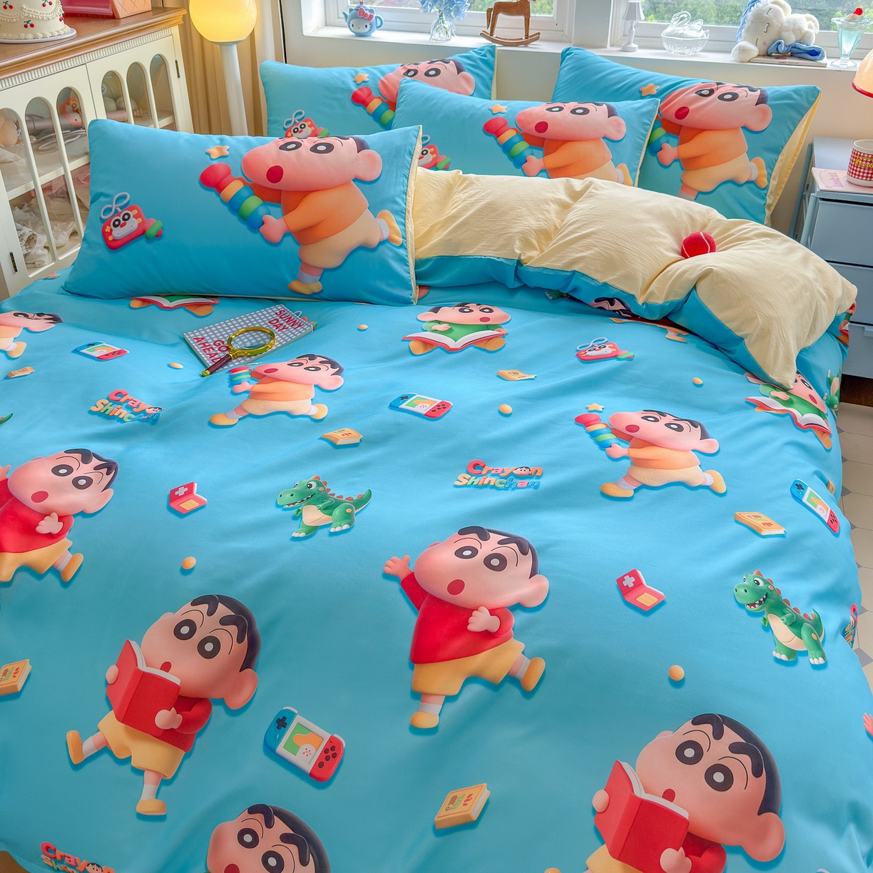 91家纺网 家纺一手货源 找家纺 优卡迪家纺馆 2025新款110克5D数码印花四件套 小新爱学习