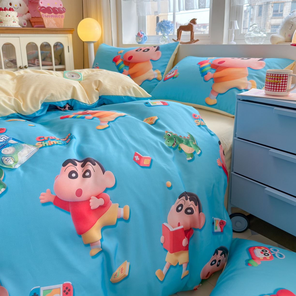 91家纺网 家纺一手货源 找家纺 优卡迪家纺馆 2025新款110克5D数码印花四件套 小新爱学习