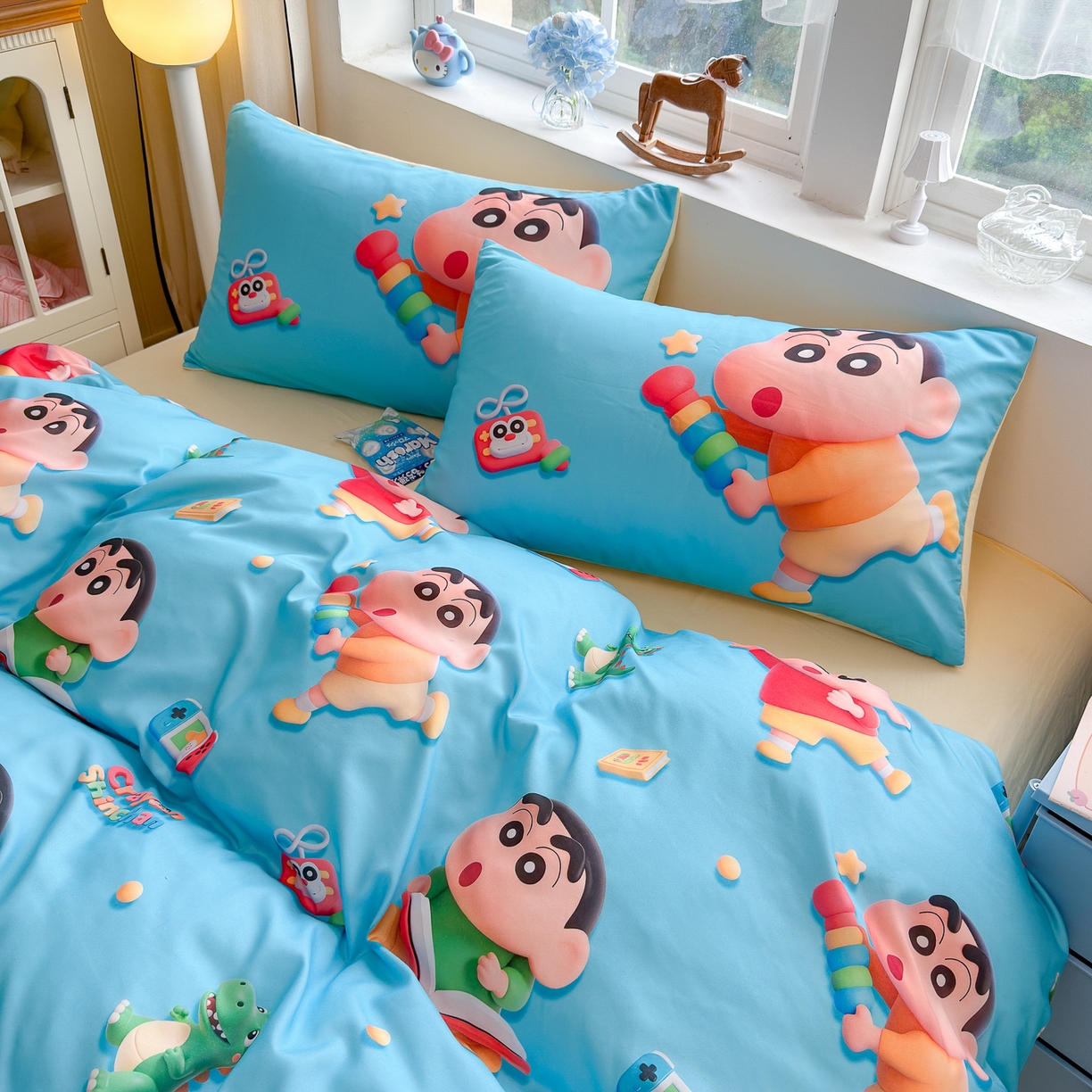 91家纺网 家纺一手货源 找家纺 优卡迪家纺馆 2025新款110克5D数码印花四件套 小新爱学习