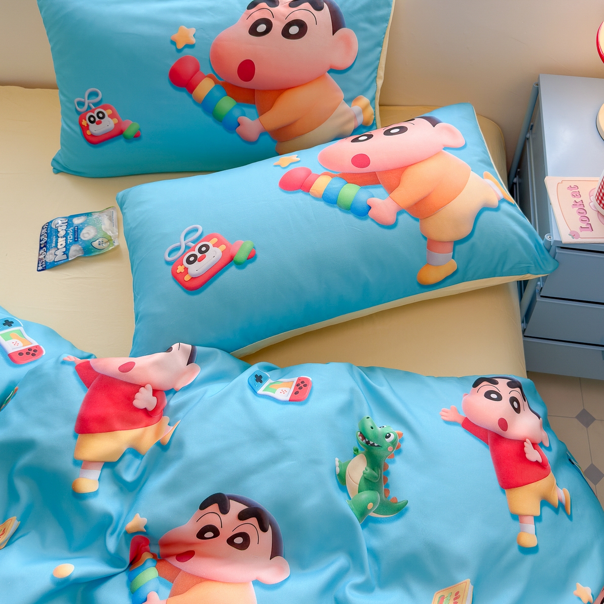 91家纺网 家纺一手货源 找家纺 优卡迪家纺馆 2025新款110克5D数码印花四件套 小新爱学习