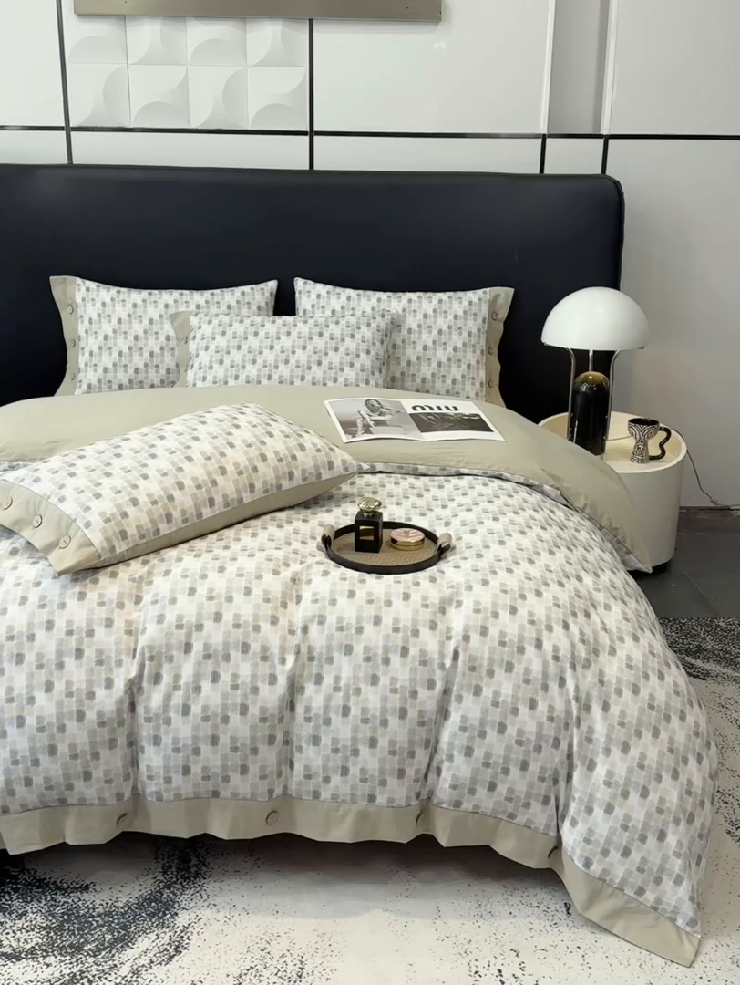 91家纺网 家纺一手货源 找家纺 麦田家纺 2025新款全棉纯棉轻奢加厚磨毛纽扣款四件套 随感-绿