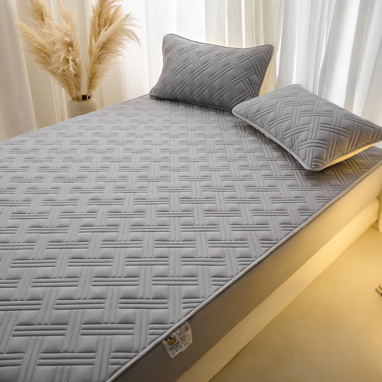 91家纺网 家纺一手货源 找家纺 X猫先生 2025新款A类原棉大豆防水床笠隔尿夹棉床笠床垫保护罩外贸跨境 迷宫-星空灰