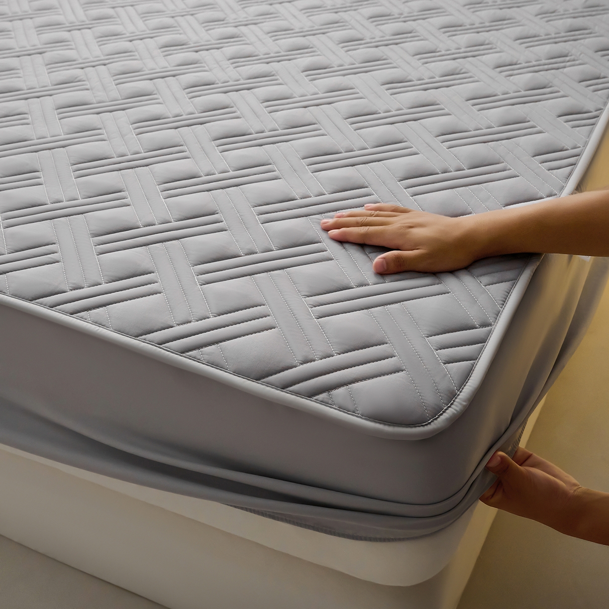 91家纺网 家纺一手货源 找家纺 X猫先生 2025新款A类原棉大豆防水床笠隔尿夹棉床笠床垫保护罩外贸跨境 迷宫-星空灰