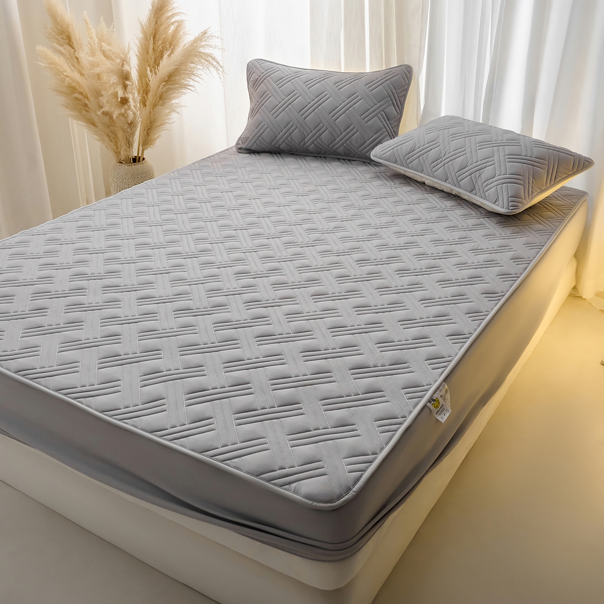 91家纺网 家纺一手货源 找家纺 X猫先生 2025新款A类原棉大豆防水床笠隔尿夹棉床笠床垫保护罩外贸跨境 迷宫-星空灰