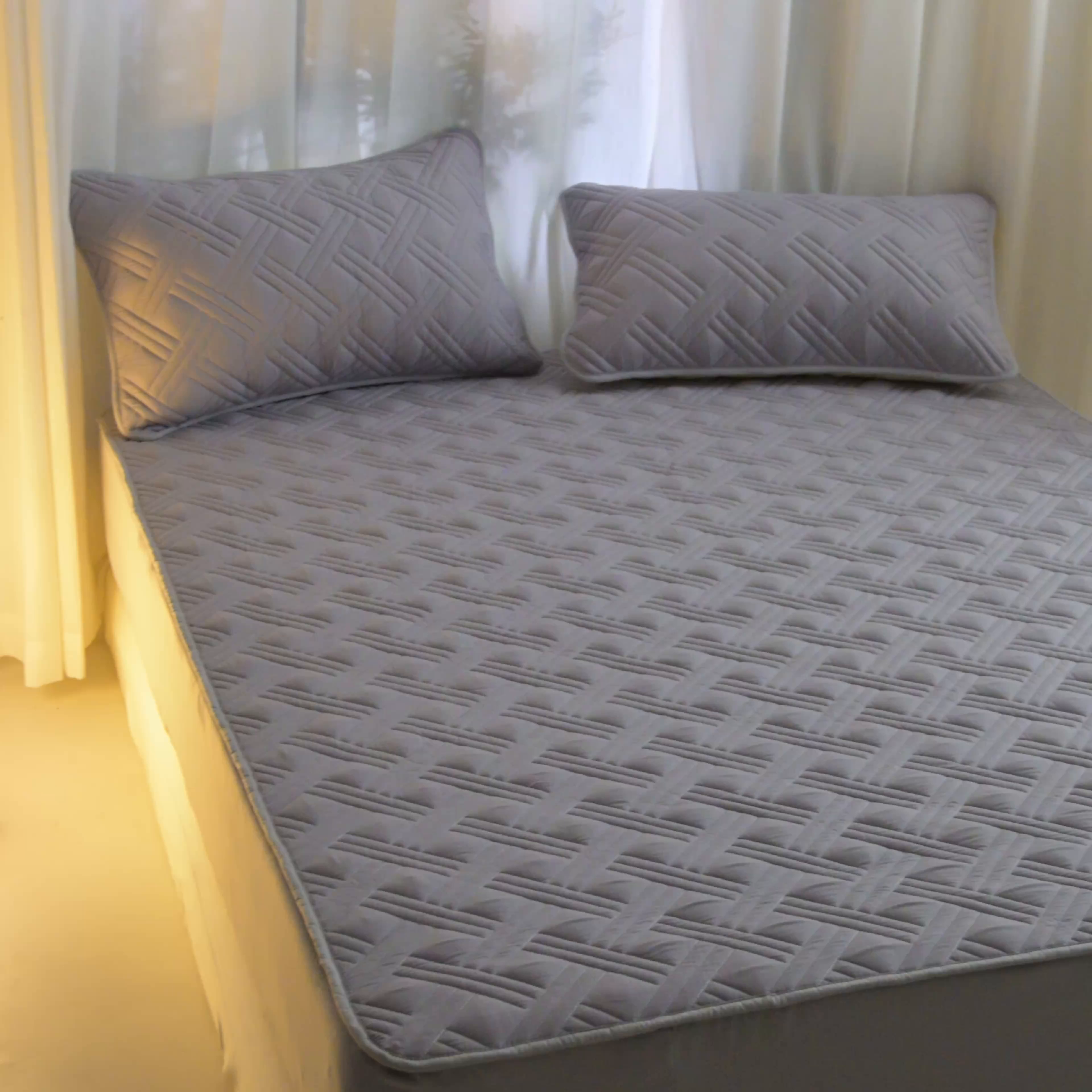 91家纺网 家纺一手货源 找家纺 X猫先生 2025新款A类原棉大豆防水床笠隔尿夹棉床笠床垫保护罩外贸跨境 迷宫-星空灰