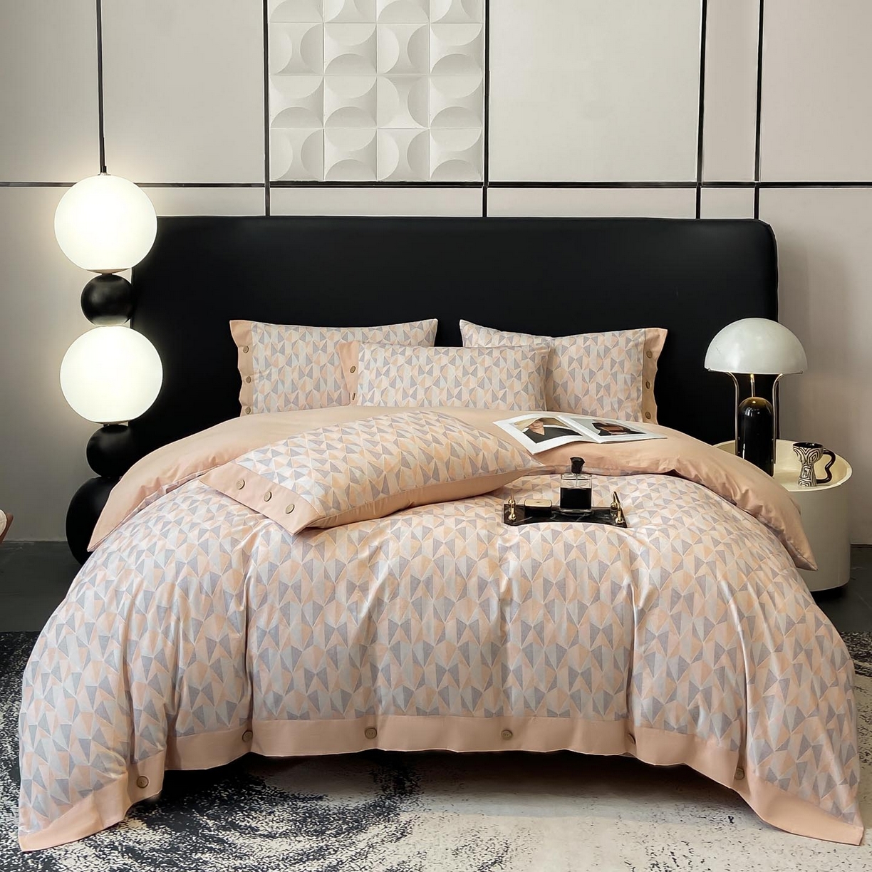 91家纺网 家纺一手货源 找家纺 麦田家纺 2025新款全棉纯棉轻奢加厚磨毛纽扣款四件套 知凡