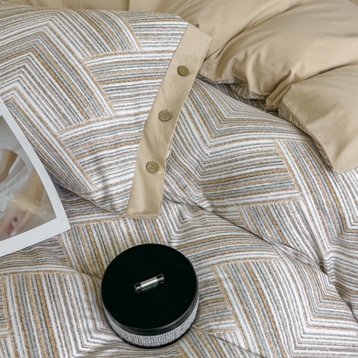 91家纺网 家纺一手货源 找家纺 麦田家纺 2025新款全棉纯棉轻奢加厚磨毛纽扣款四件套 艾文