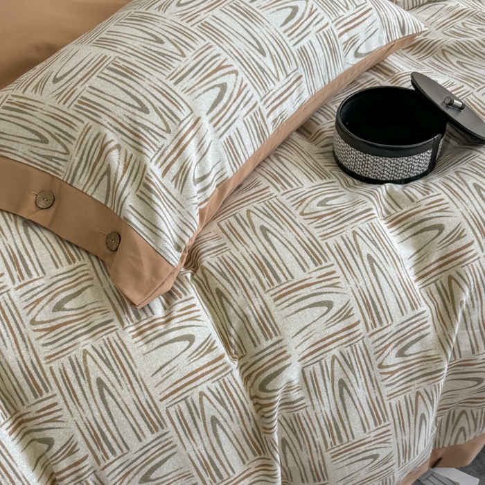 91家纺网 家纺一手货源 找家纺 麦田家纺 2025新款全棉纯棉轻奢加厚磨毛纽扣款四件套 几何