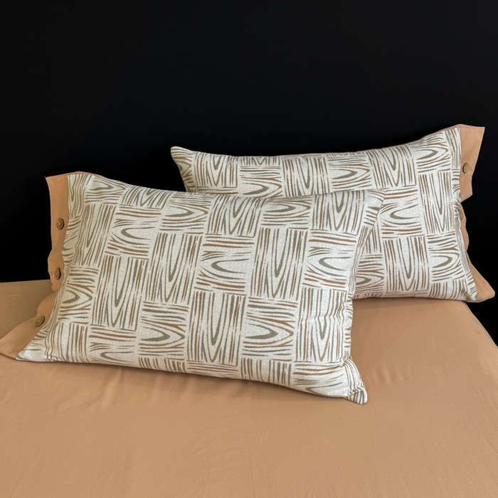 91家纺网 家纺一手货源 找家纺 麦田家纺 2025新款全棉纯棉轻奢加厚磨毛纽扣款四件套 几何