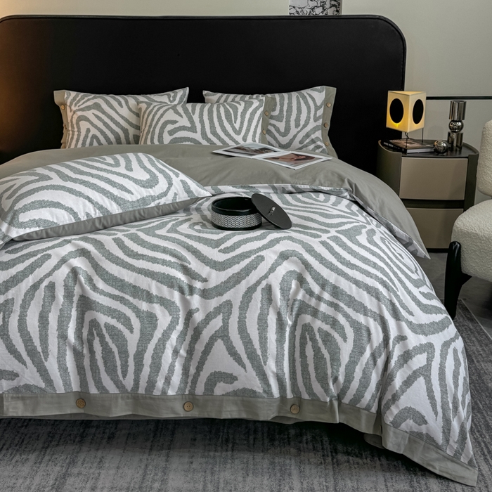 91家纺网 家纺一手货源 找家纺 麦田家纺 2025新款全棉纯棉轻奢加厚磨毛纽扣款四件套 马德里-绿