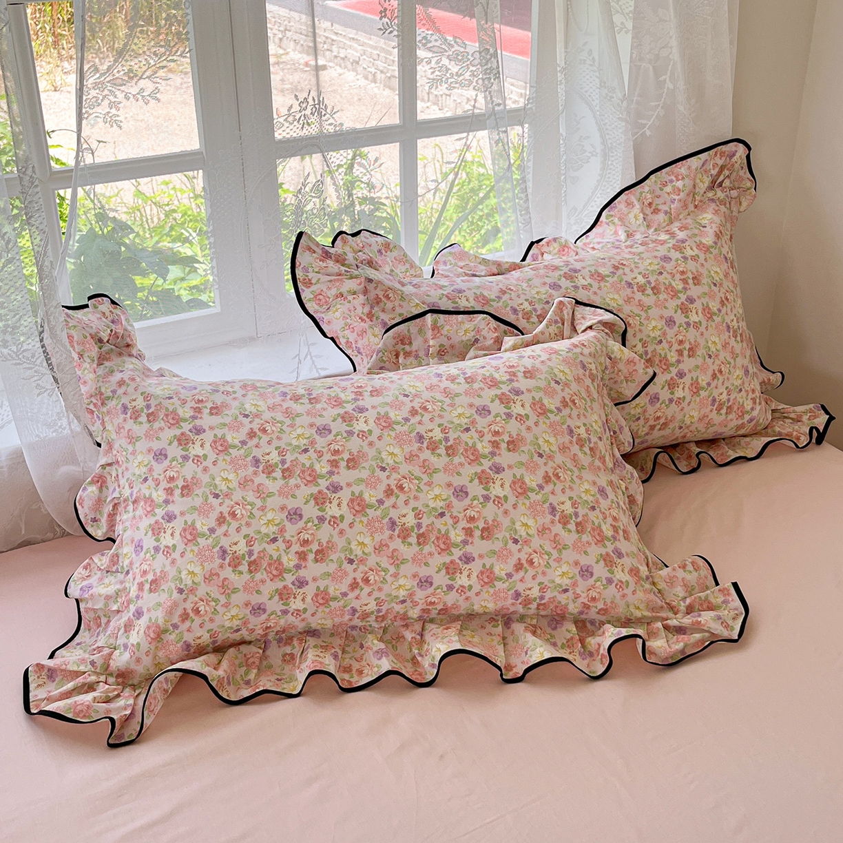 91家纺网 家纺一手货源 找家纺 （总）乐美家纺 2025新款韩版全棉纯棉印花花边四件套