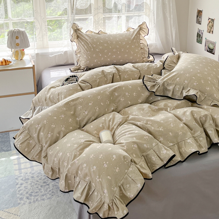 91家纺网 家纺一手货源 找家纺 （总）乐美家纺 2025新款韩版全棉纯棉印花花边四件套