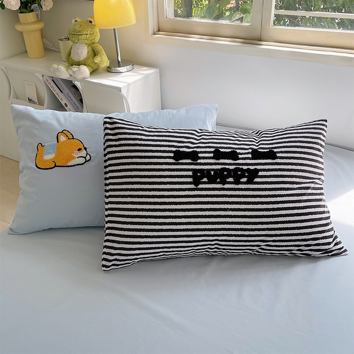 91家纺网 家纺一手货源 找家纺 炫拼家纺 2026新款全棉纯棉磨毛卡通满版绣加厚纯棉四件套-米兜 米兜-柯基波波