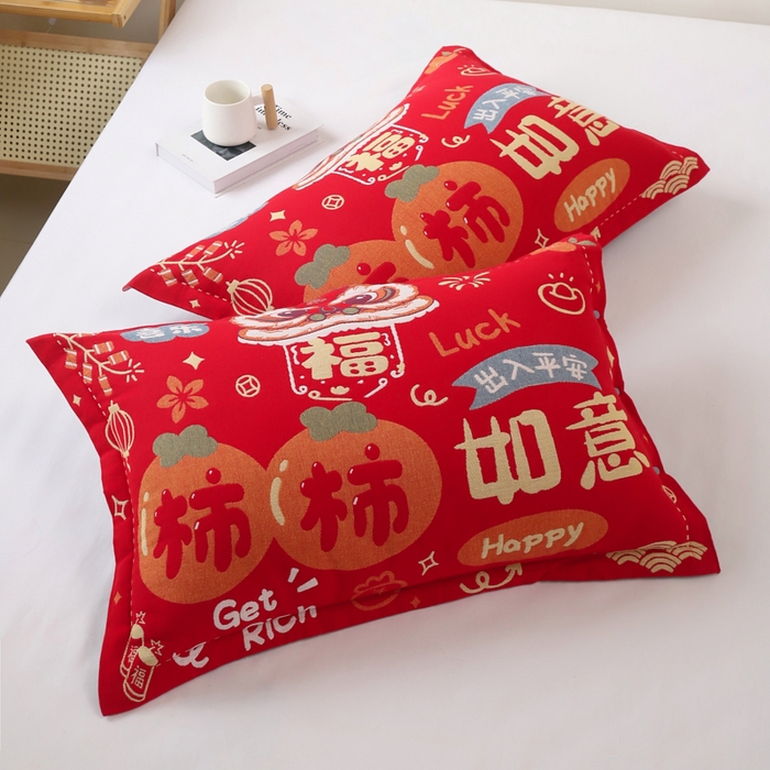 91家纺网 家纺一手货源 找家纺 （总）悦然毛巾被 2025新款全棉纯棉大红纱布四层枕套 枕套单件