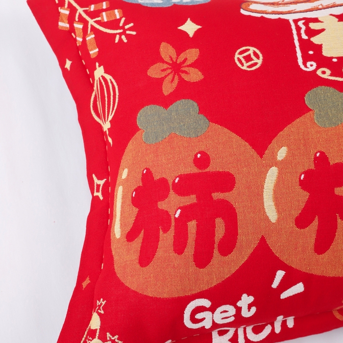 91家纺网 家纺一手货源 找家纺 悦然毛巾被 2025新款全棉纯棉大红纱布四层枕套 枕套单件 柿柿如意