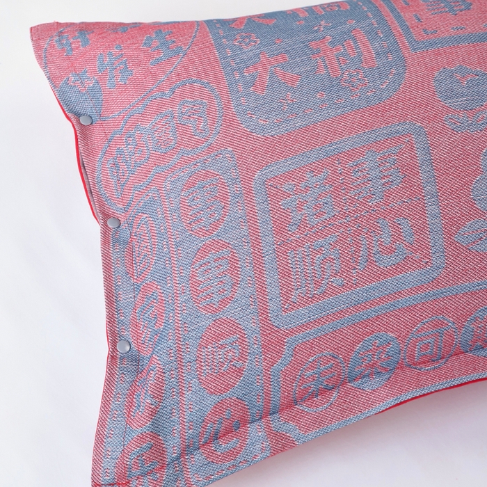 91家纺网 家纺一手货源 找家纺 悦然毛巾被 2025新款全棉纯棉大红纱布四层枕套 枕套单件 喜羊家园