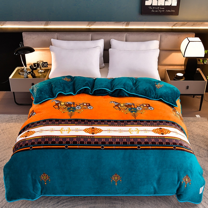 91家纺网 家纺一手货源 找家纺 绒宴 2025新款8.5斤牛奶绒金貂法莱绒床裙款保暖四件套 骑士风范