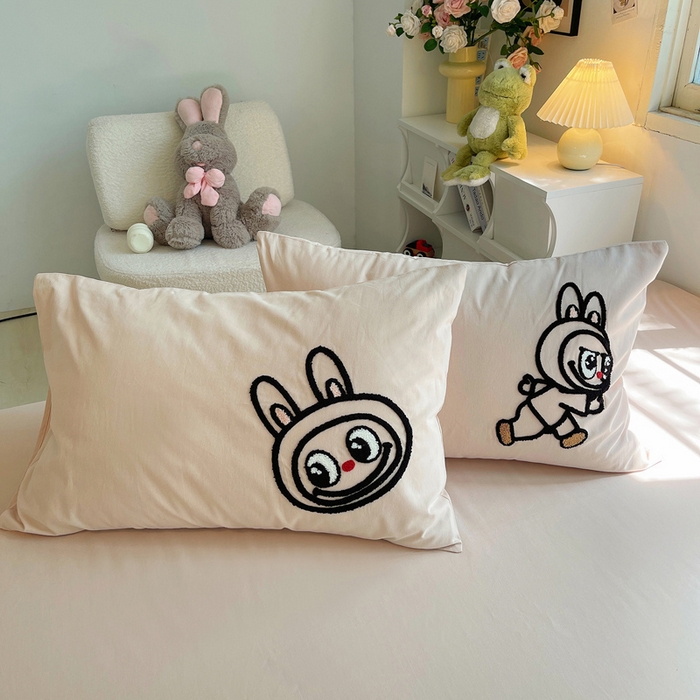 91家纺网 家纺一手货源 找家纺 炫拼家纺 2026新款全棉纯棉磨毛卡通满版绣加厚纯棉四件套-米兜 米兜-淘气兔