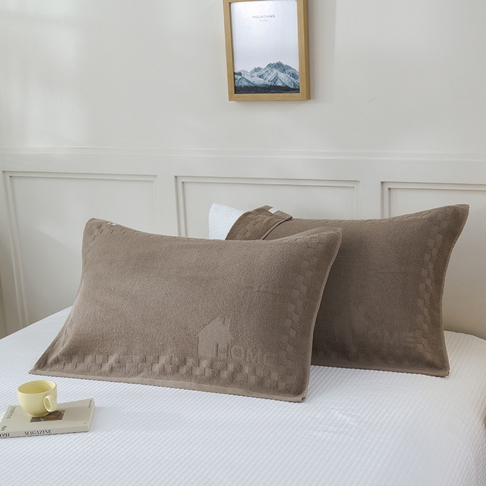 91家纺网 家纺一手货源 找家纺 悦然毛巾被 2025新款老式全棉纯棉毛圈单枕巾 枕巾单件 素逸咖 52x78cm枕巾一只