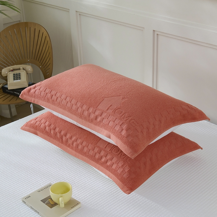 91家纺网 家纺一手货源 找家纺 悦然毛巾被 2025新款老式全棉纯棉毛圈单枕巾 枕巾单件 素逸红 52x78cm枕巾一对