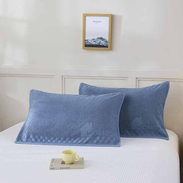 91家纺网 家纺一手货源 找家纺 悦然毛巾被 2025新款老式全棉纯棉毛圈单枕巾 枕巾单件 素逸蓝 52x78cm枕巾一只