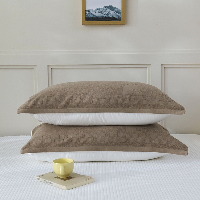 91家纺网 家纺一手货源 找家纺 悦然毛巾被 2025新款老式全棉纯棉毛圈单枕巾 枕巾单件 素逸咖 52x78cm枕巾一只