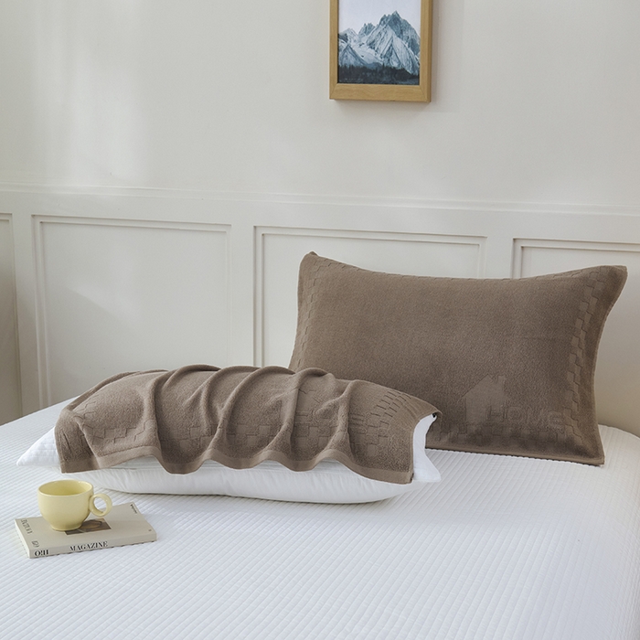 91家纺网 家纺一手货源 找家纺 悦然毛巾被 2025新款老式全棉纯棉毛圈单枕巾 枕巾单件 素逸咖 52x78cm枕巾一只