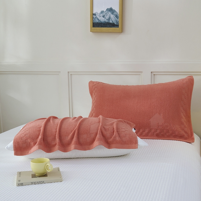 91家纺网 家纺一手货源 找家纺 悦然毛巾被 2025新款老式全棉纯棉毛圈单枕巾 枕巾单件 素逸红 52x78cm枕巾一对