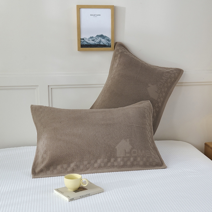 91家纺网 家纺一手货源 找家纺 悦然毛巾被 2025新款老式全棉纯棉毛圈单枕巾 枕巾单件 素逸咖 52x78cm枕巾一只