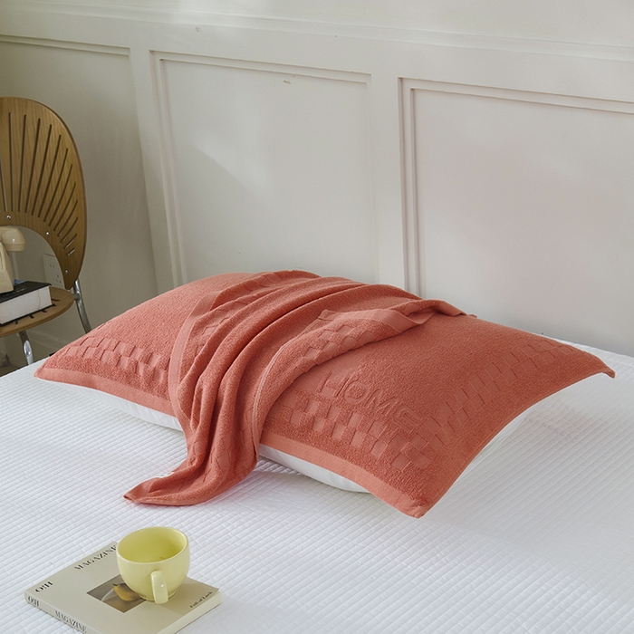 91家纺网 家纺一手货源 找家纺 悦然毛巾被 2025新款老式全棉纯棉毛圈单枕巾 枕巾单件 素逸红 52x78cm枕巾一对