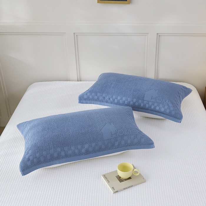 91家纺网 家纺一手货源 找家纺 悦然毛巾被 2025新款老式全棉纯棉毛圈单枕巾 枕巾单件 素逸蓝 52x78cm枕巾一对